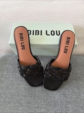 Bibi Lou Black Braided Slide Mules